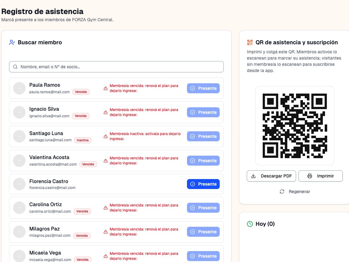 Check-in no CRM: lista de membros com aviso de assinatura vencida e QR de presença do centro